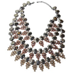 Magnificent Runway Hematite & Pink Crystals Bib Necklace 9