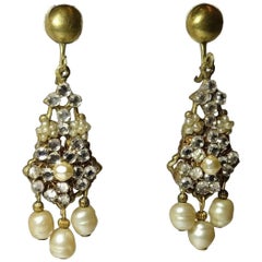 Miriam Haskell Vintage Faux Pearl Dangle Earrings