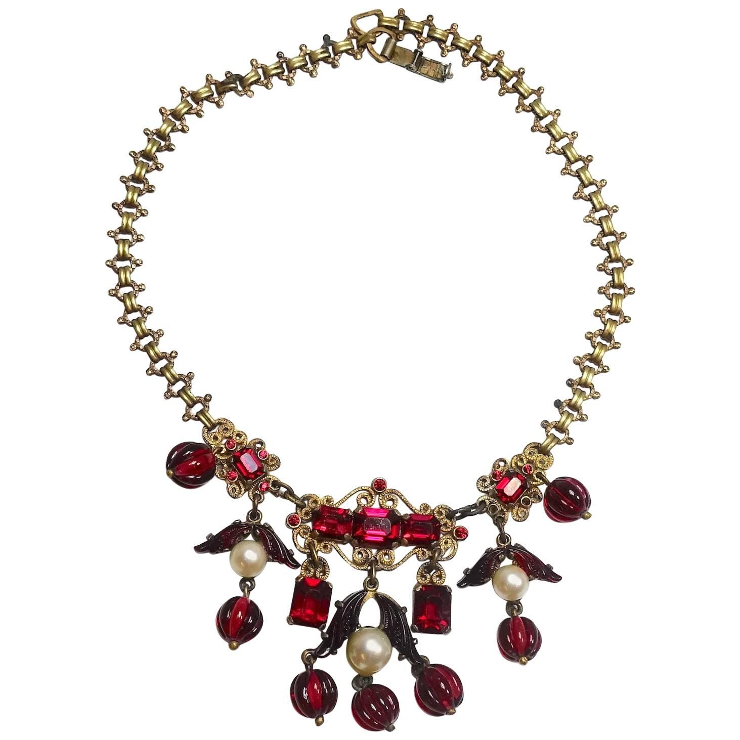 Art Deco Vintage 1930s French Drops Necklace