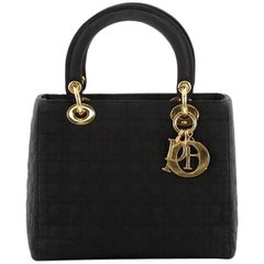 Christian Dior Lady Dior Handbag Cannage Quilt Nylon Medium