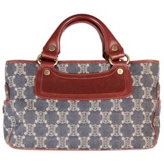CELINE Blue Macadam Denim & Brown Leather BOOGIE TOTE 6