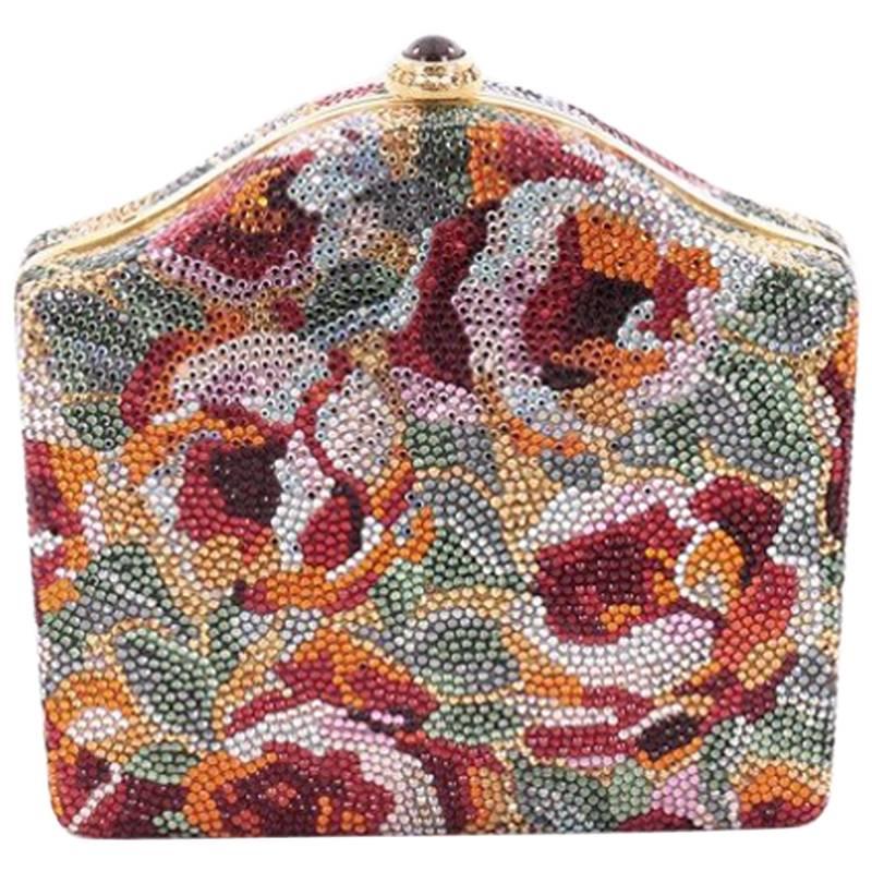 Judith Leiber Floral Minaudiere Crystal Small