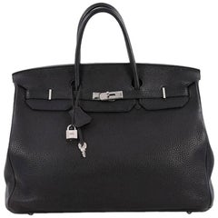 Hermes Birkin Handbag Black Togo with Palladium Hardware 40