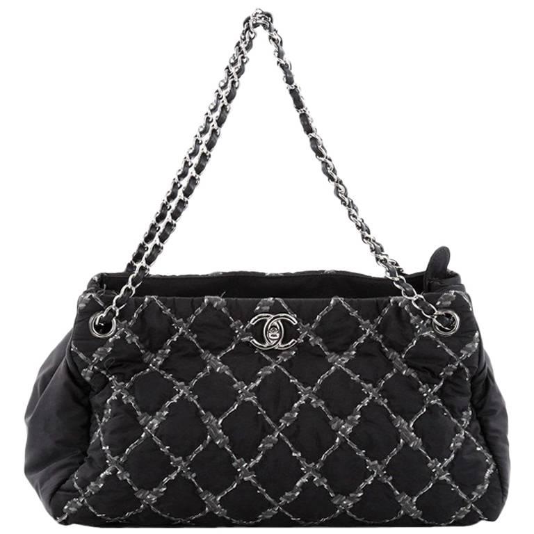 Chanel Tweed on Stitch Tote Quilted Nylon Large
