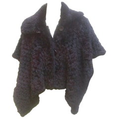 Plush Italian Black Sheared Rabbit Fur Caplet Shrug for Neiman Marcus 7