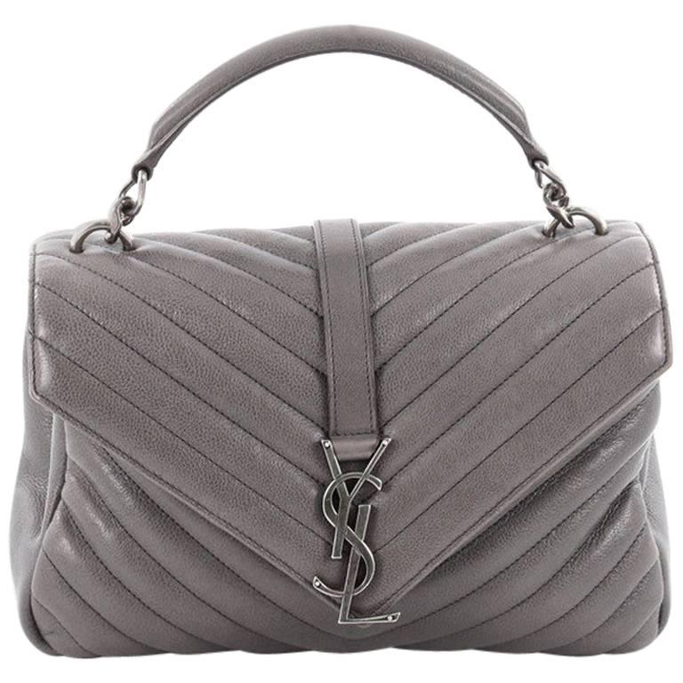 Saint Laurent College Monogram Bag Matelasse Chevron Leather Medium