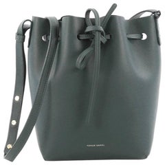 Mansur Gavriel Black Large Leather Bucket Bag with Silver Interior For Sale  at 1stDibs