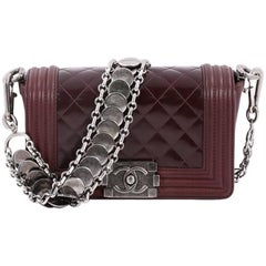 Chanel Medallion Boy Flap Bag Quilted Glazed Calfskin with Leather Small