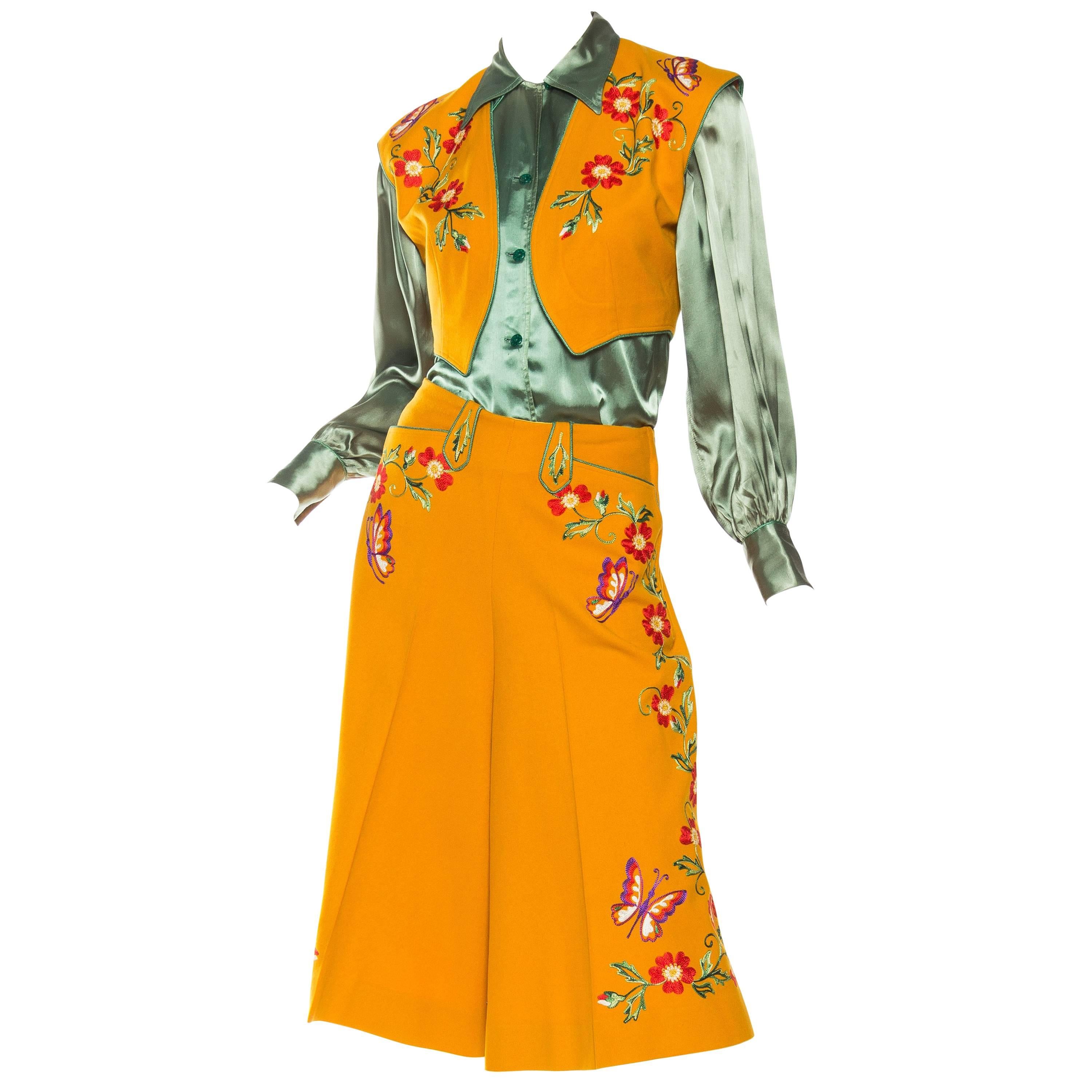 1940s Marge Riley Hand Embroidered Western Suit