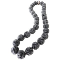 Wiener Werkstatte Gray Glass Beaded Necklace, circa 1925