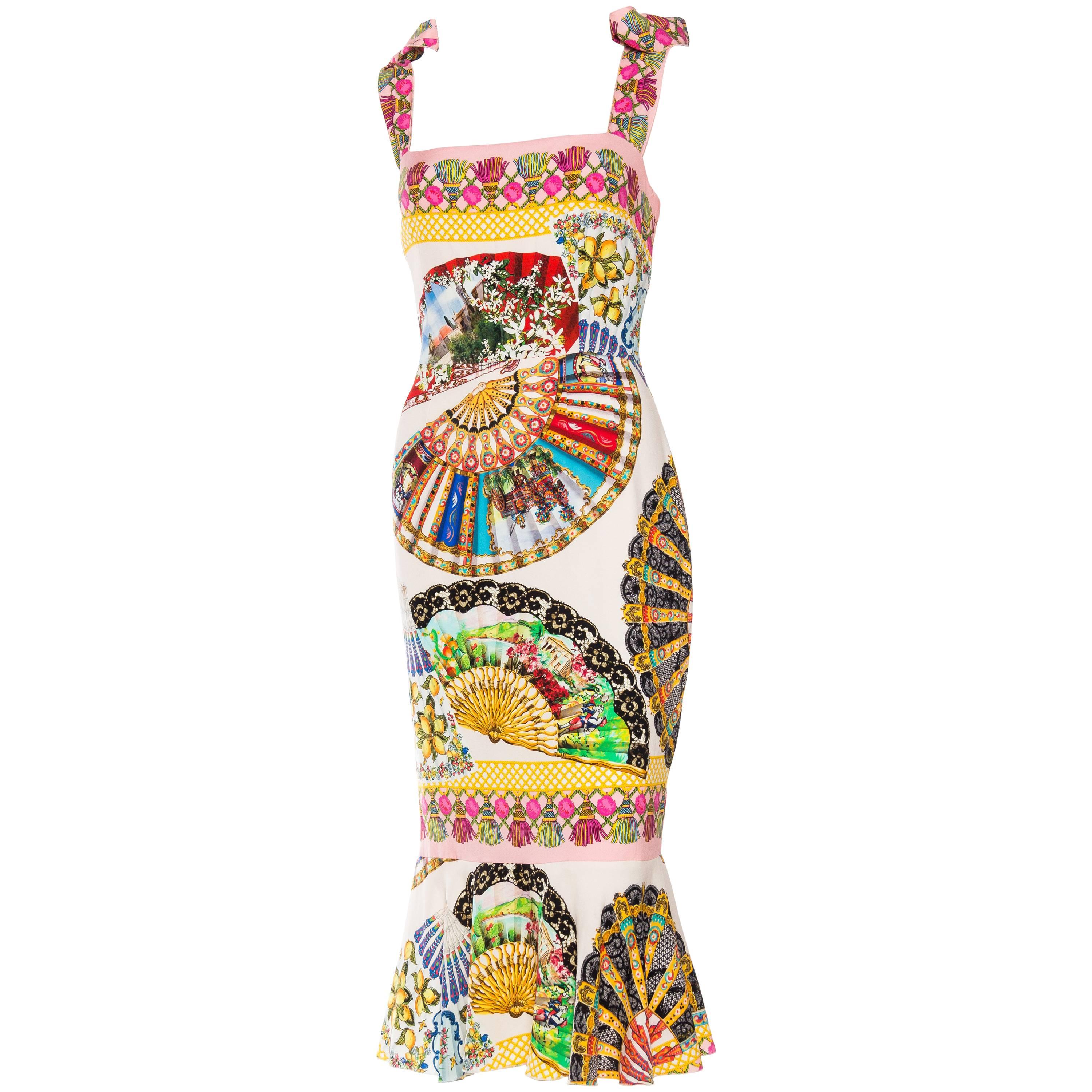 Dolce & Gabbana 1990s Fan Print Dress