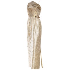 1950s Frank Starr Indian Silk and Gold Gown 4