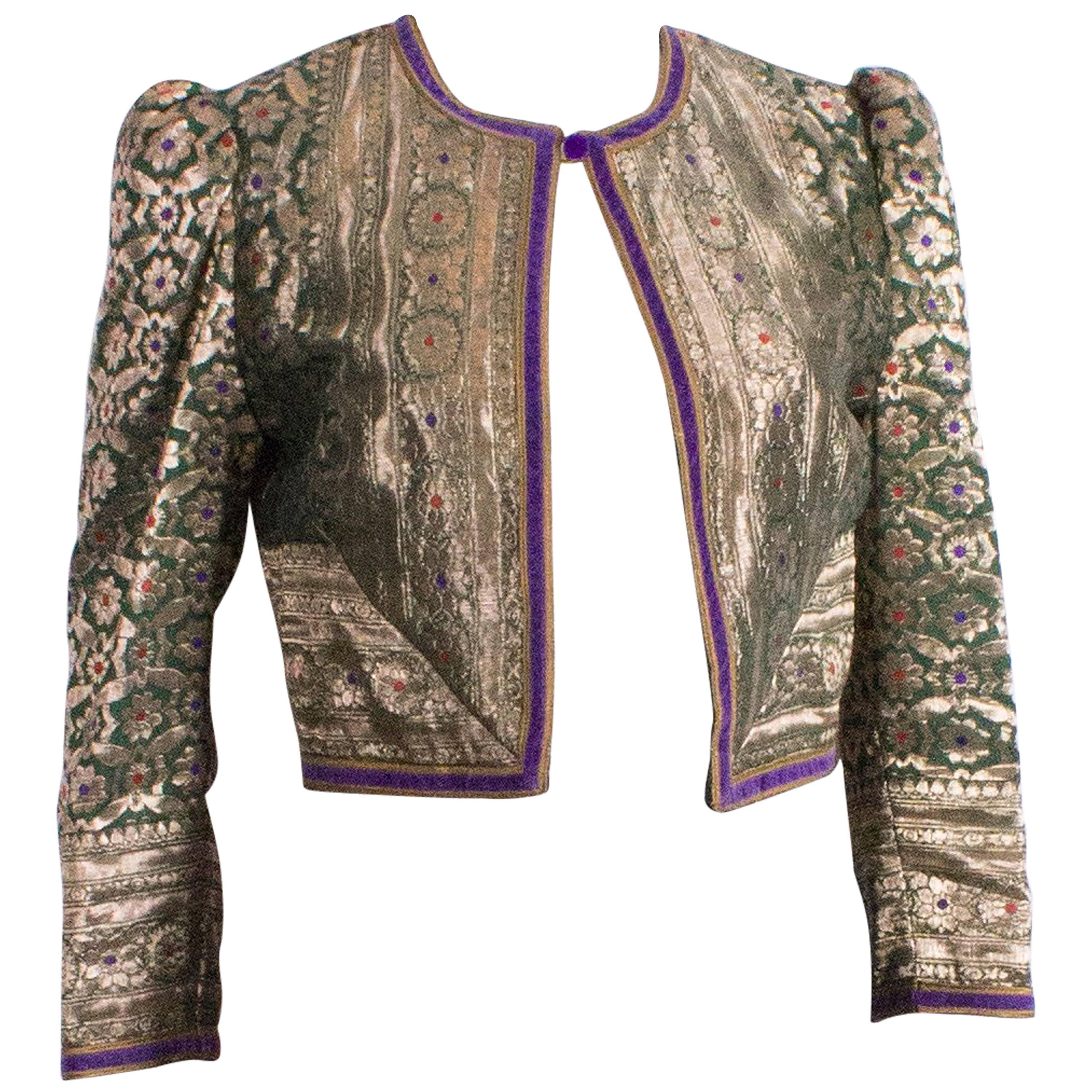 Regamus London Jacket in Gold Thread with Floral Pattern