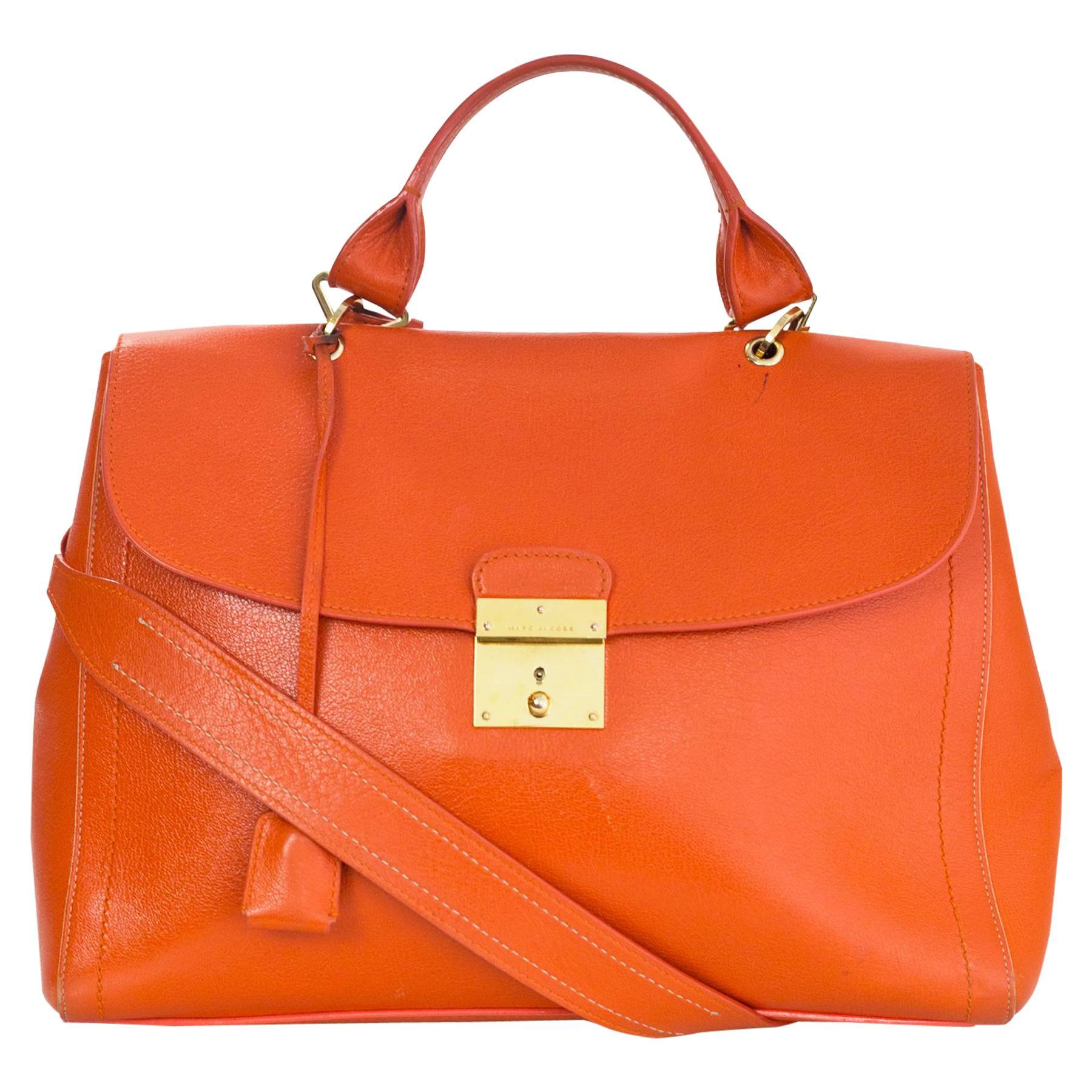 Marc Jacobs Orange Leather 1984 Satchel Bag