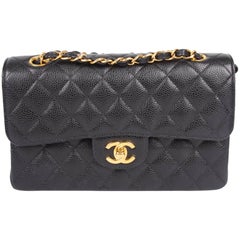 Vintage Chanel 2.55 Timeless Small Double Flap Bag - black caviar leather