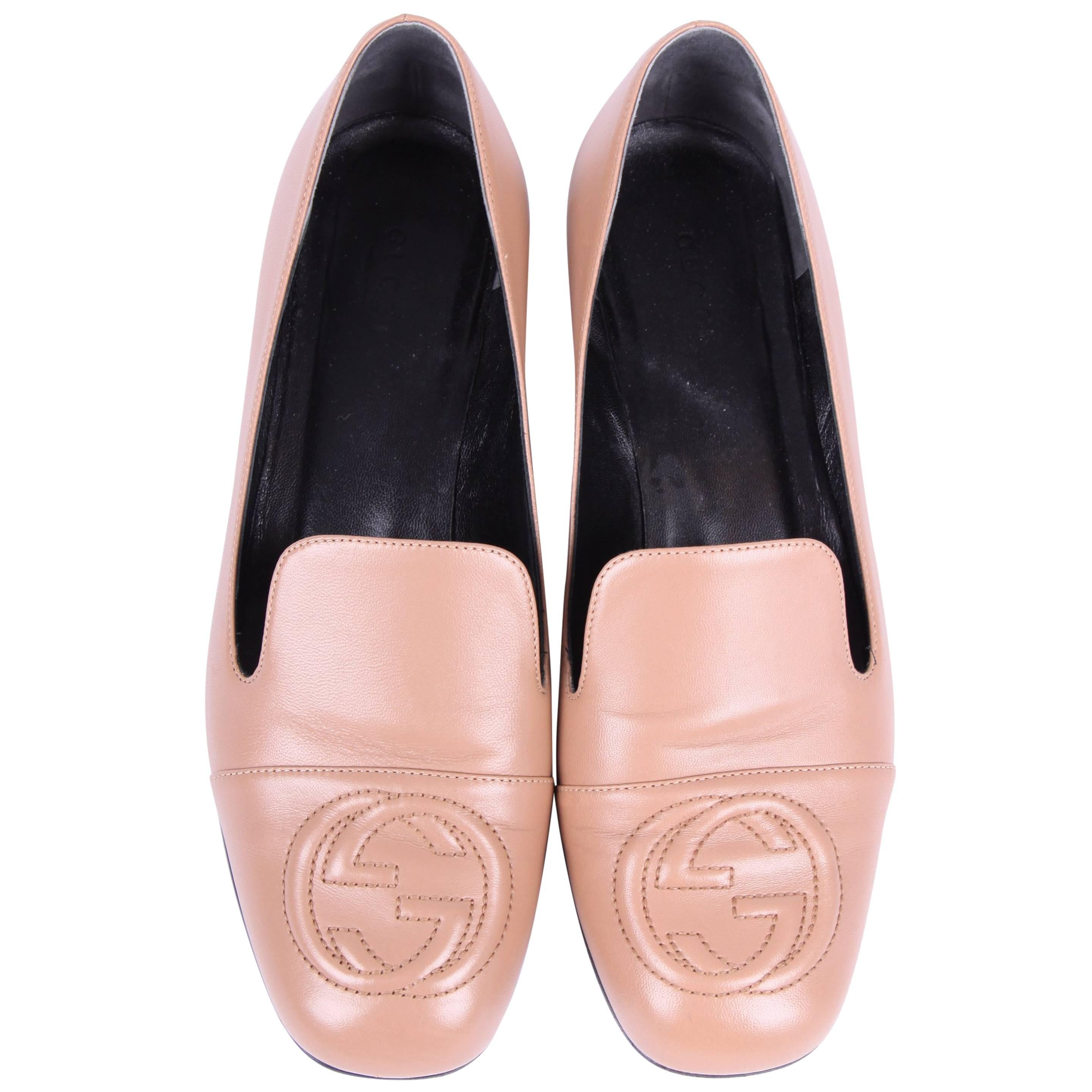 Gucci Leather Loafers - beige  For Sale
