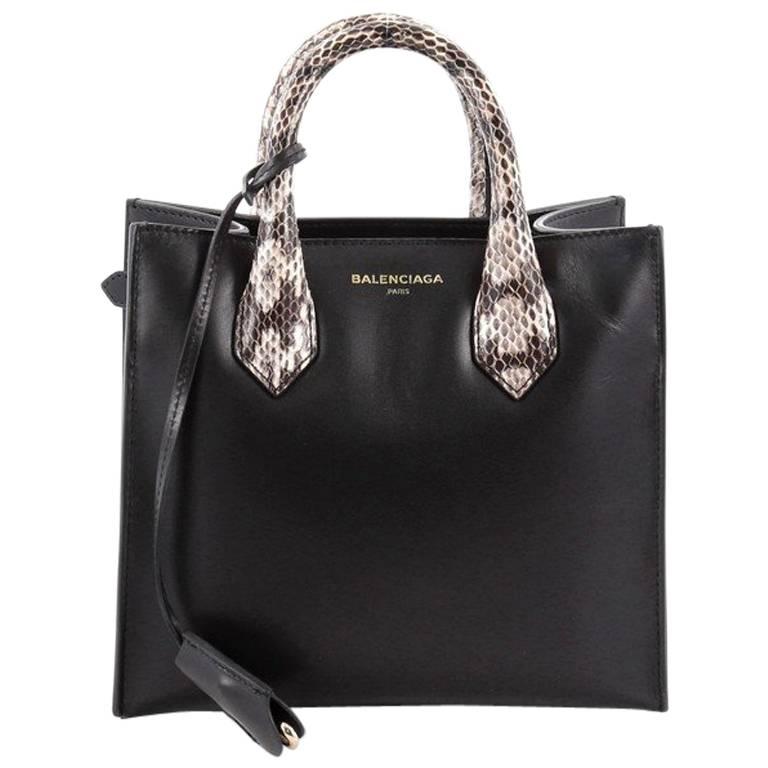 Balenciaga Padlock Nude All Afternoon Tote Leather with Snakeskin Mini