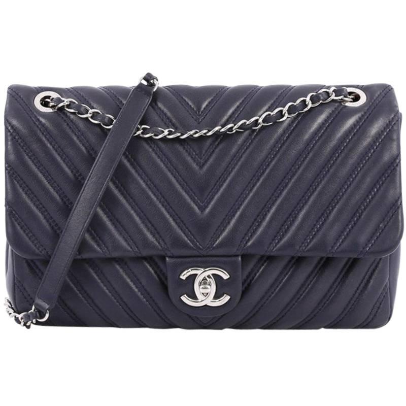 Chanel Double Stitch Flap Bag Chevron Lambskin Jumbo