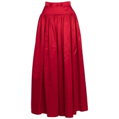 Vintage Bill Blass Crimson Red Satin Ball Gown Skirt