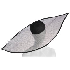  Retro Giorgio Armani Black Sculptural  Wide Brim Eye Hat 