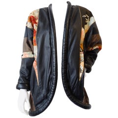 Vintage 1980s Opulent Kimono Print Leather Jacket