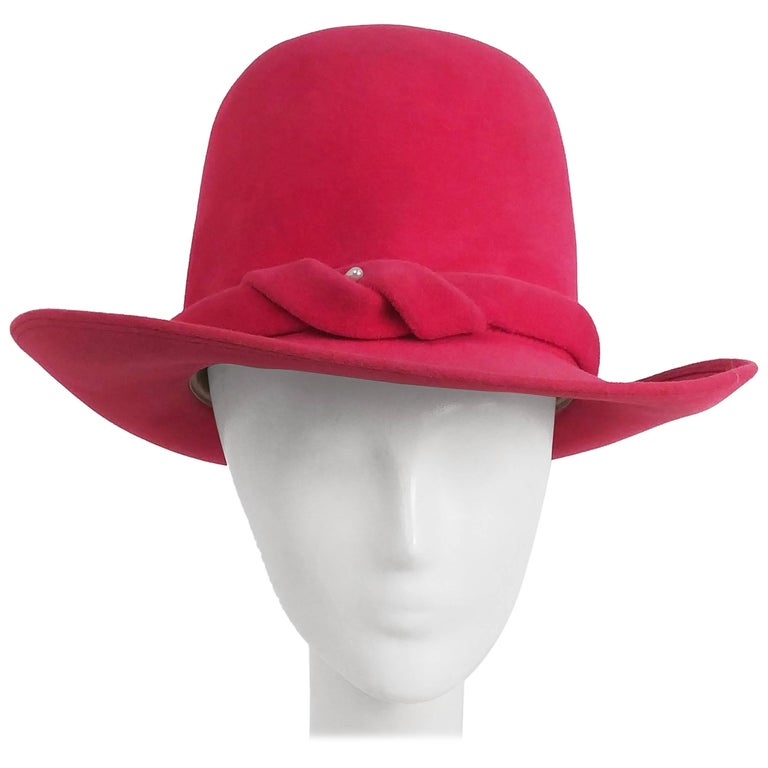 1970s Hot Pink Borsalino Felt Hat For Sale at 1stDibs