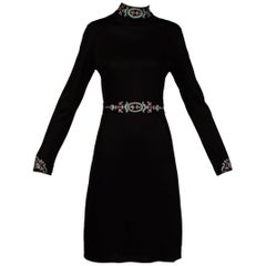 1970s Leonard Paris Vintage Jersey Knit Dress with Embroidery + Rhinestones 9