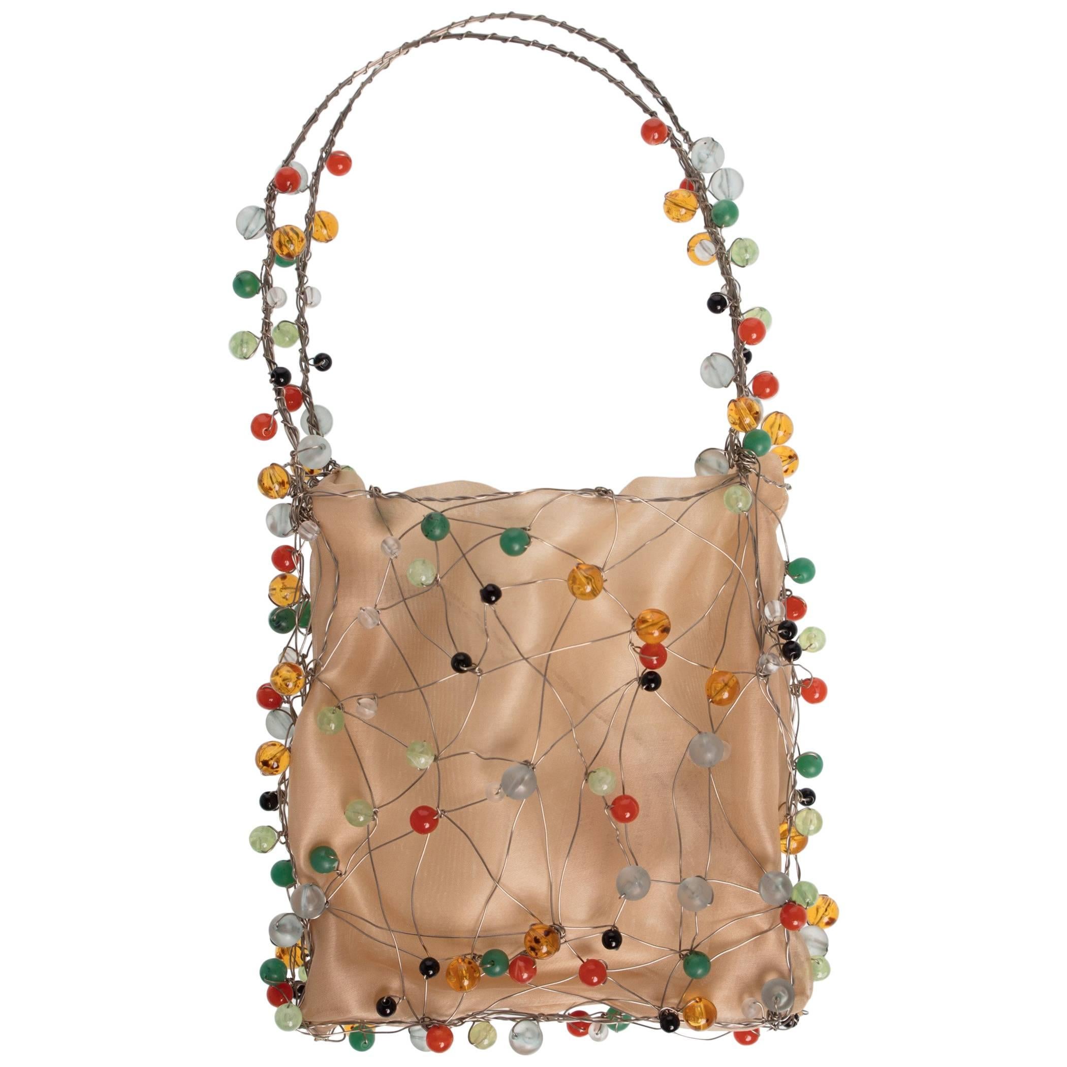 Bottega Veneta Colorful  Beads Sculptural Organza Minaudier�é Bag