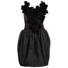 Vintage Lanvin 1980s Black Velvet Bows Strapless Cocktail Dress 1