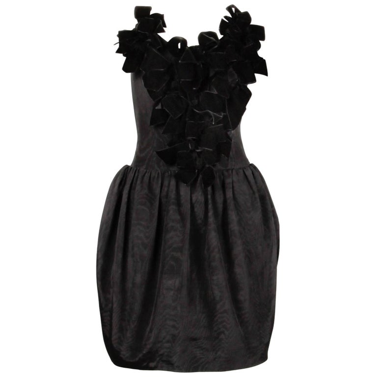 Vintage Lanvin 1980s Black Velvet Bows Strapless Cocktail Dress For ...