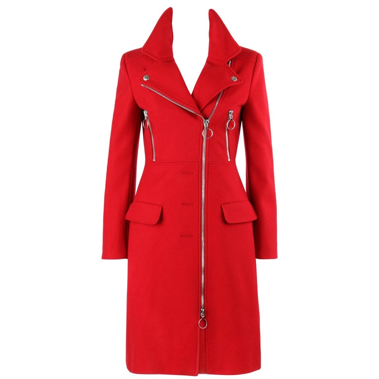 MOSCHINO Cheap and Chic Red Wool Side Zip Motorcycle Car Coat NWT For Sale  at 1stDibs | side zip coat, red wool car coat, red car coat