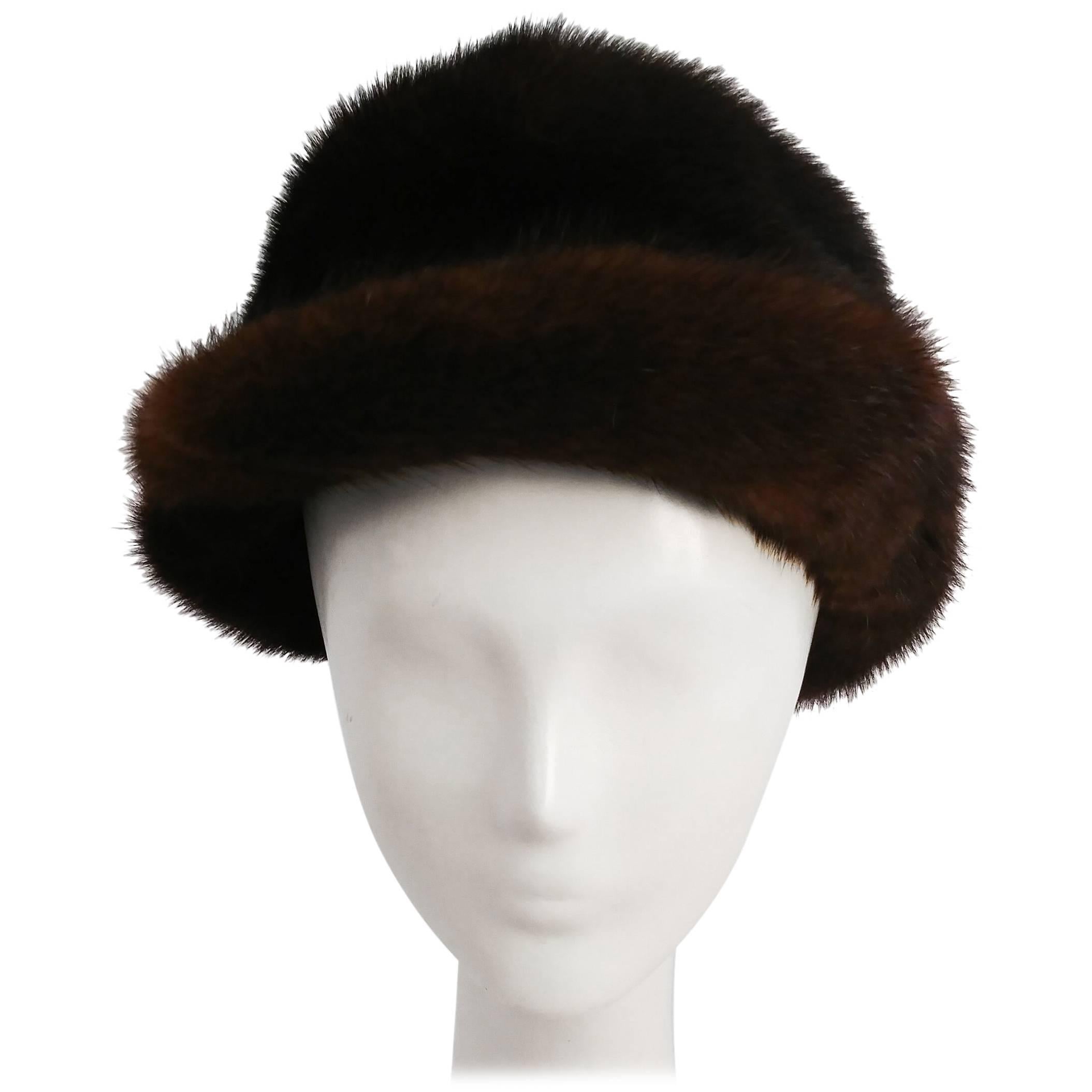 1960s Chocolate Brown Mink Hat