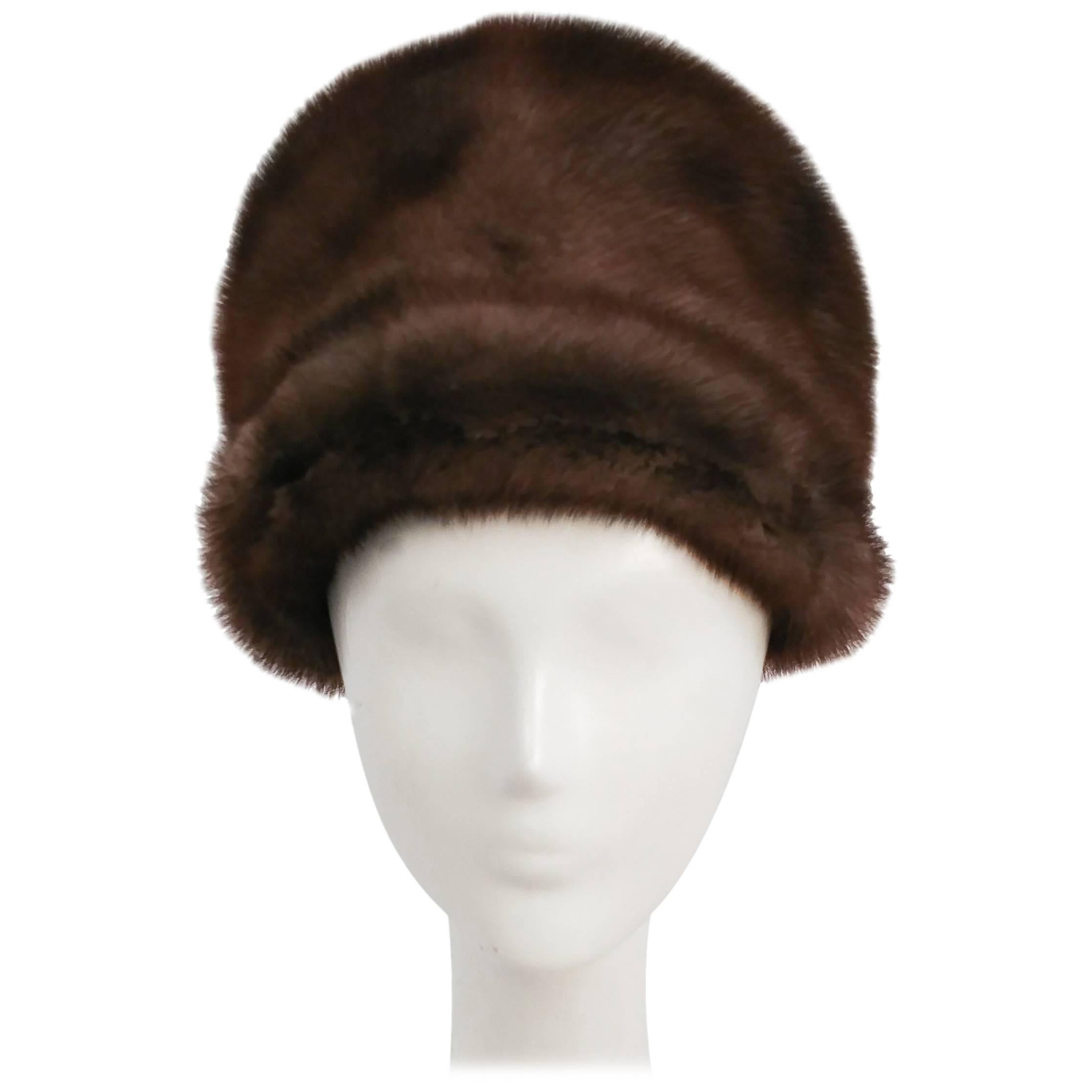 1960s Taupe Mink Cloche Hat