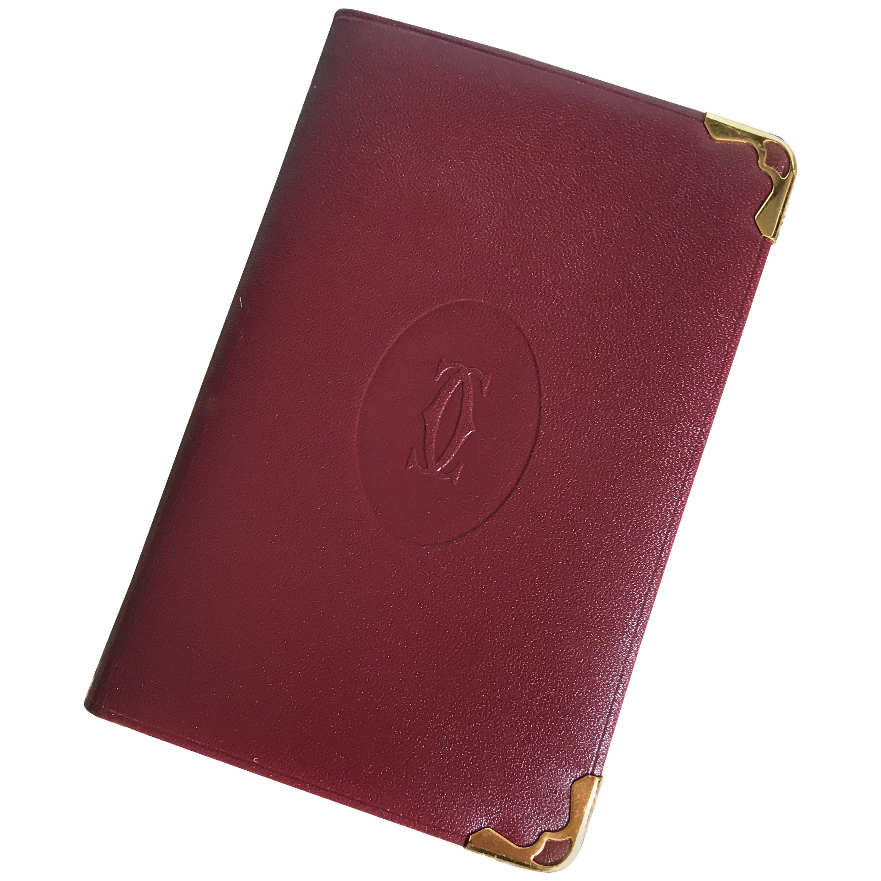 Cartier Le Must de New in Box Burgundy Cordovan Leather Pocket Size Address Book