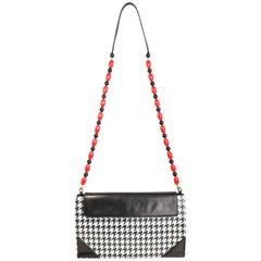 RoccoBarocco Black and White Shepherd's Check Small Flap Shoulder Bag 