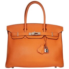 2009 Hermès Orange H Togo Leather Birkin 30cm 9
