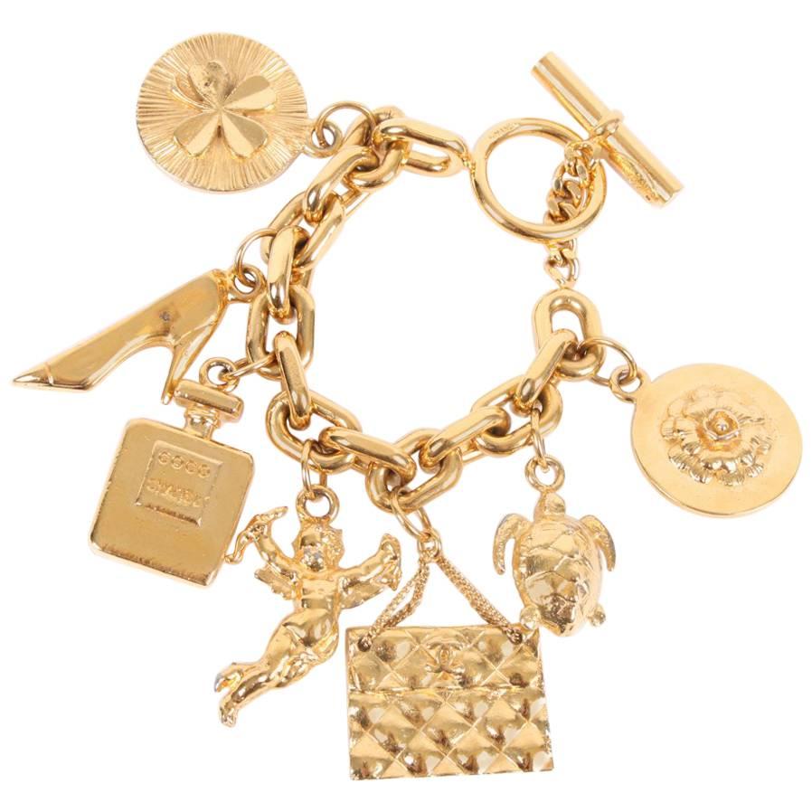 Chanel XL Iconic Charms Chain Bracelet Vintage - gold