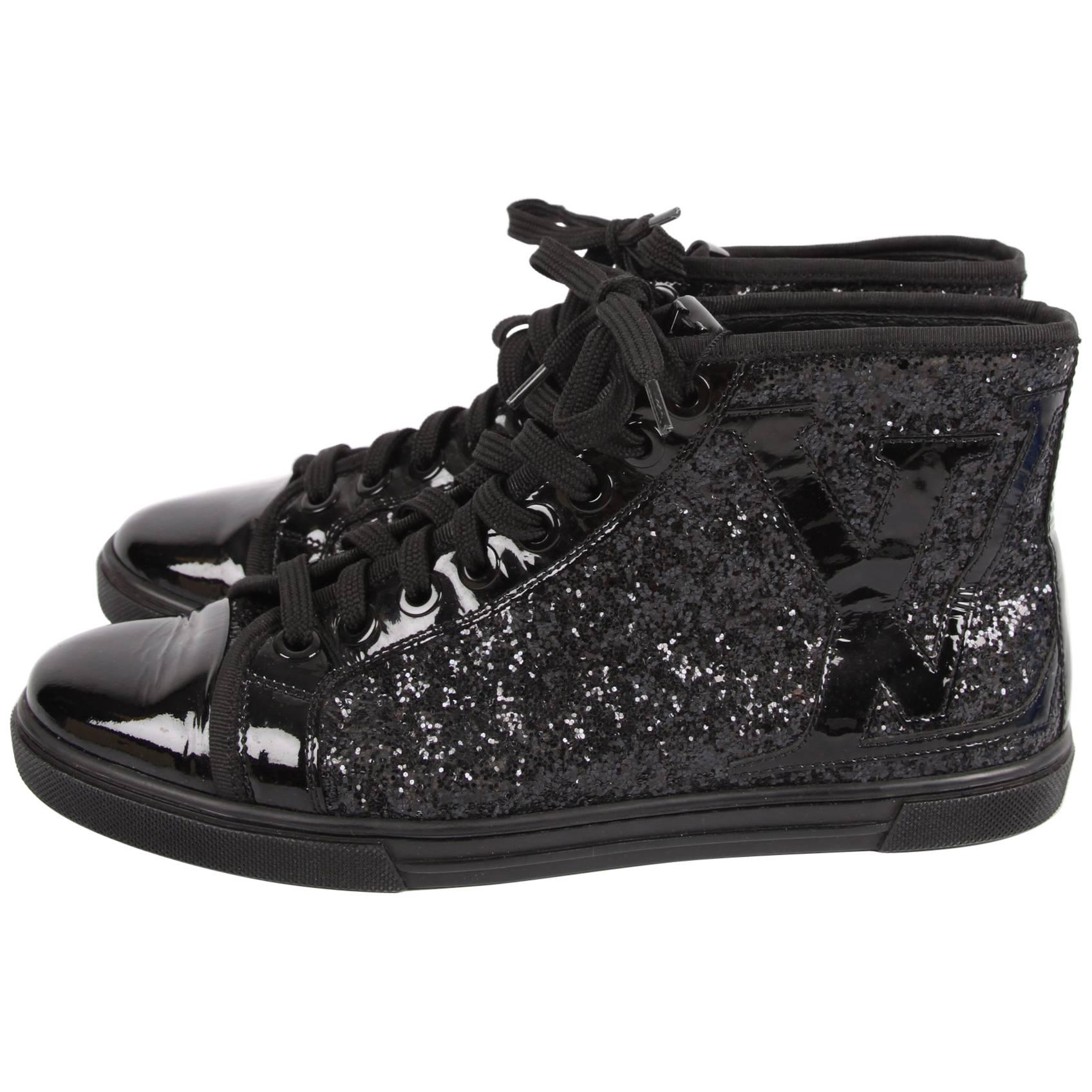 Louis Vuitton Punchy Glitter Sneakers - black