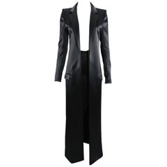 Anthony Vaccarello Fall 2015 Runway Black Silk Satin Skirt / Long Tuxedo Jacket