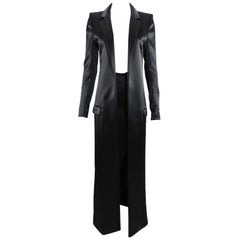 Anthony Vaccarello Fall 2015 Runway Black Silk Satin Skirt / Long Tuxedo Jacket 9