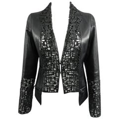 Chanel 11A Black Leather Perforated Lambskin Jacket