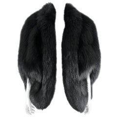 Yves Saint Laurent AW 1998 Haute Couture Black Fox Fur Chubby Cape 