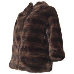 Sherry Cassin 1990s Faux Mink Fur with Pockets Size Small.