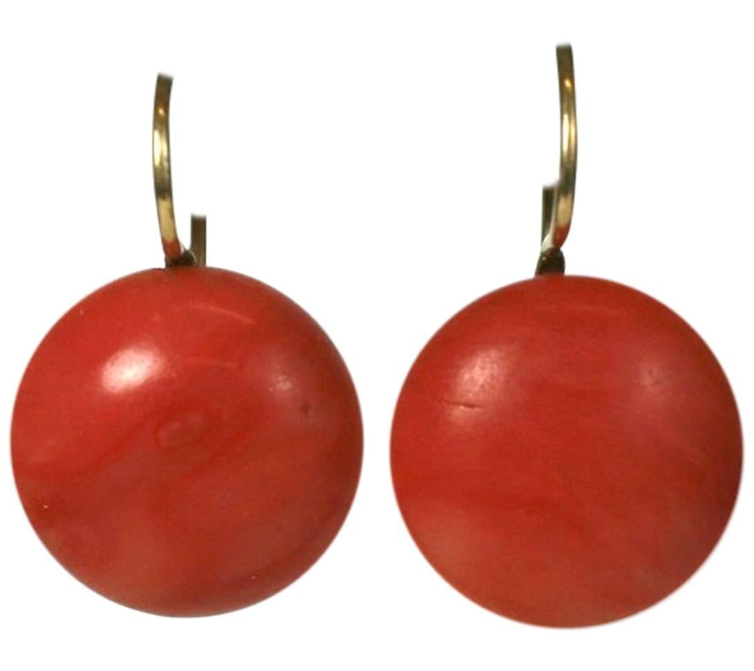 Victorian Coral Tablet Earrings For Sale