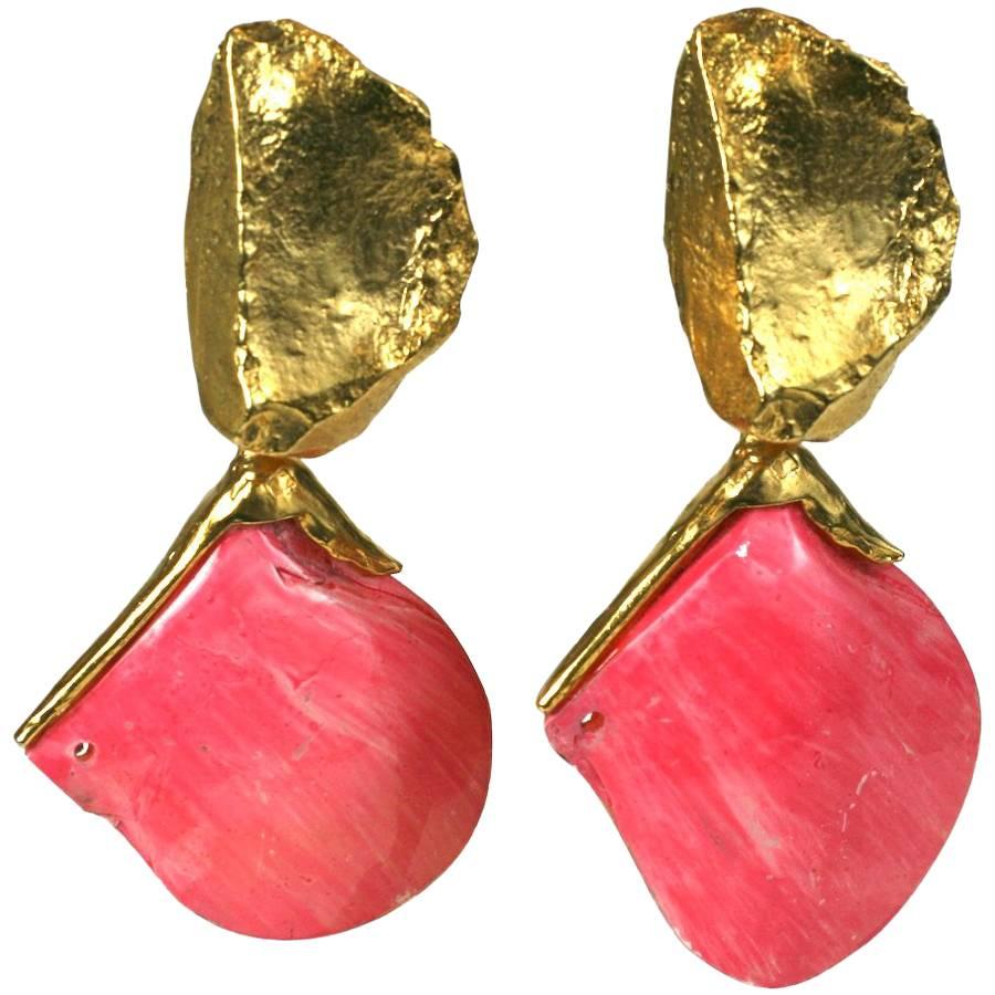 Yves Saint Laurent Sea Shell Earclips For Sale