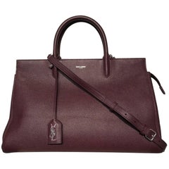 Saint Laurent Cabas Burgundy Bag (Red, Size - 14"x9.25"x6")