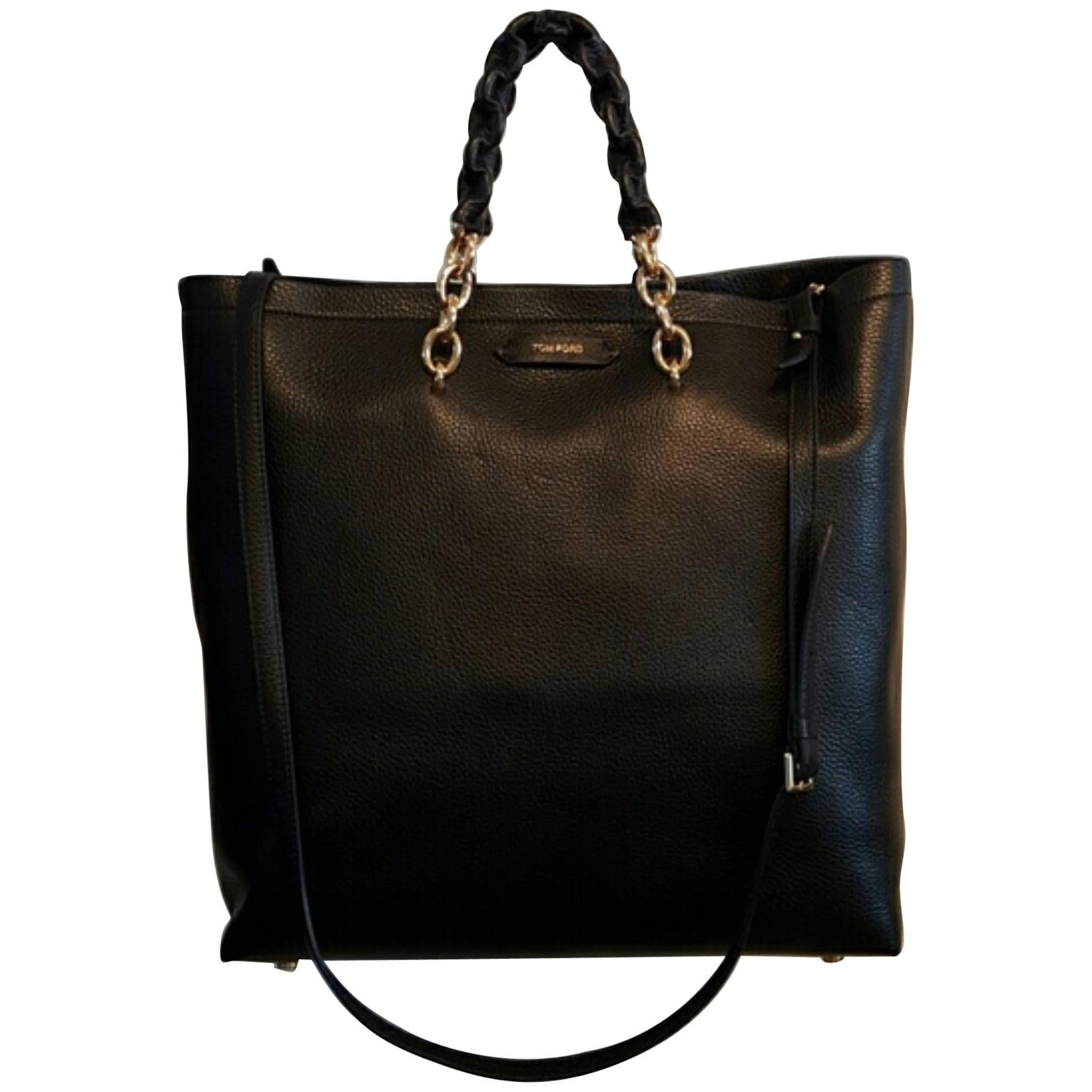 Tom Ford Leather Tote Bag (Black, Size - OS) For Sale