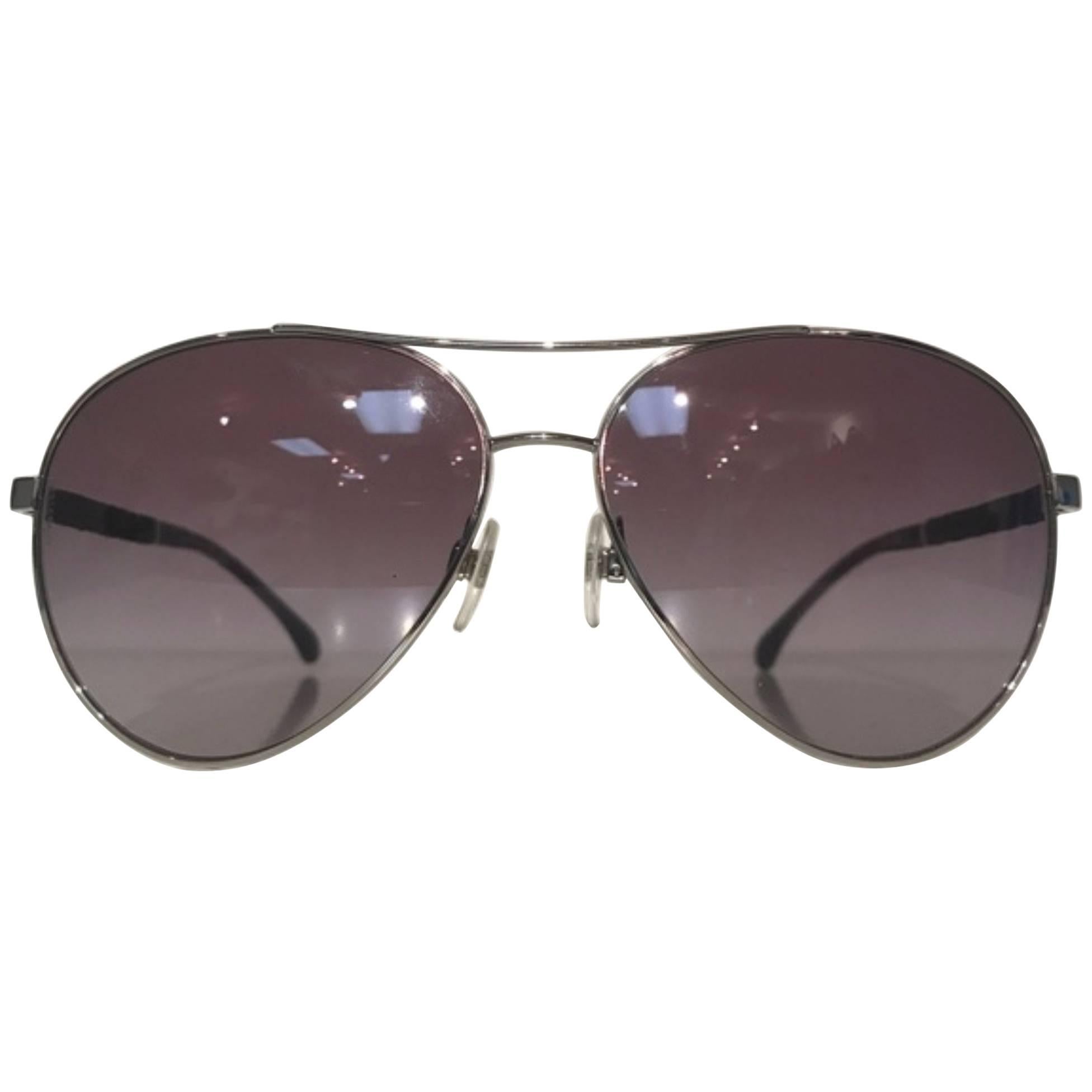 Chanel Aviator Sunglasses (Silver, Size - OS)