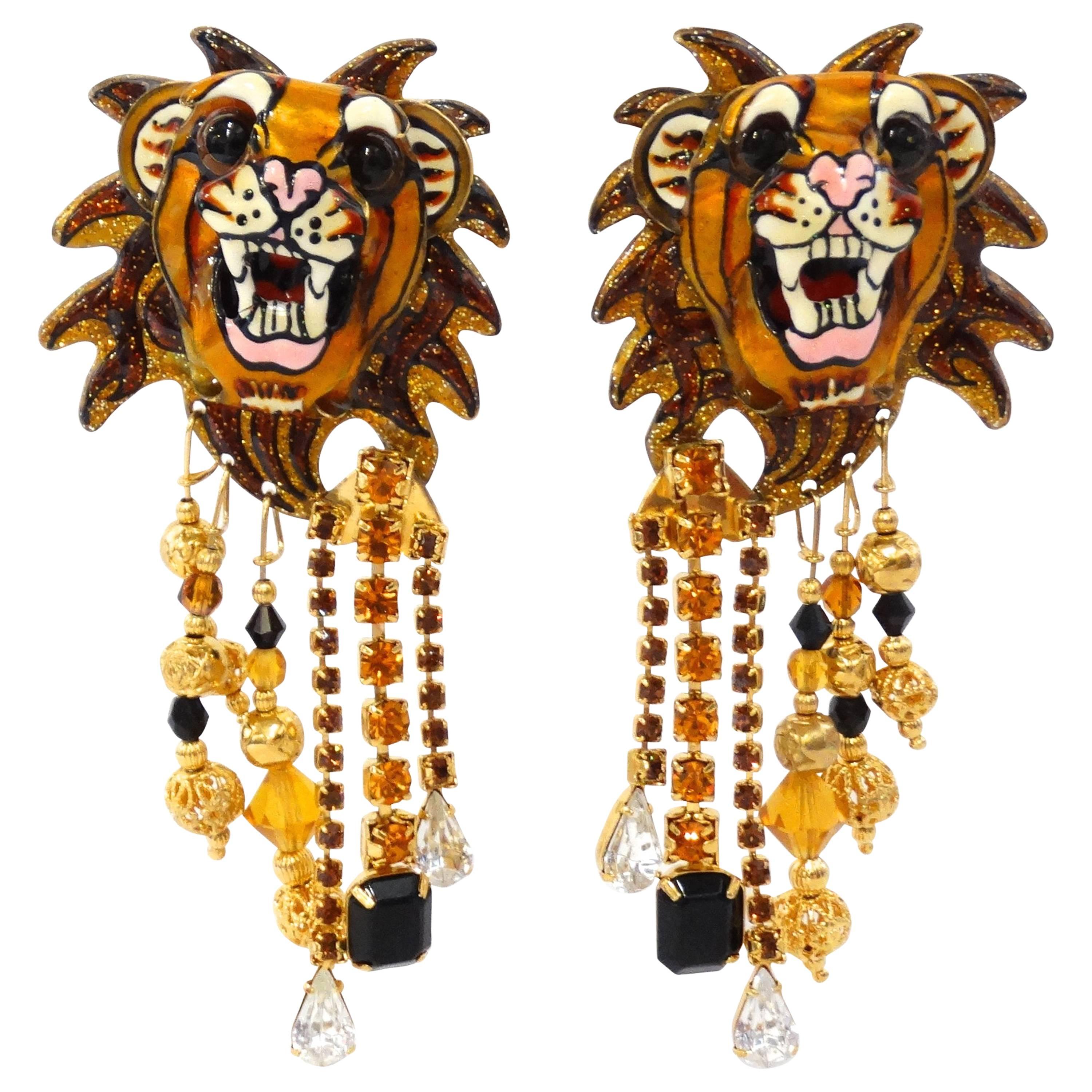 1990s Lunch at the Ritz "Lion" Earrings 