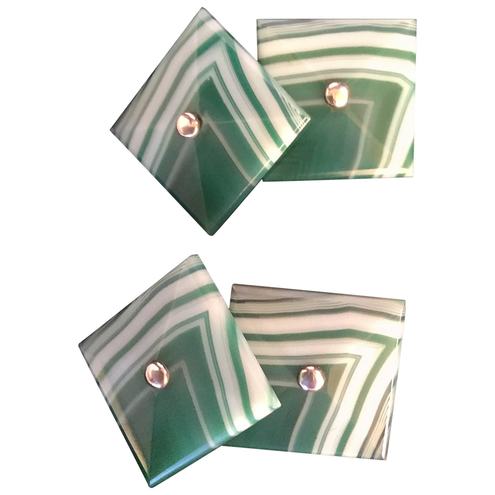 Art Deco Banded Agate Cufflinks. 1930's. French.